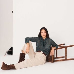 ba&sh Liberty Green Blouse with Collar Tie